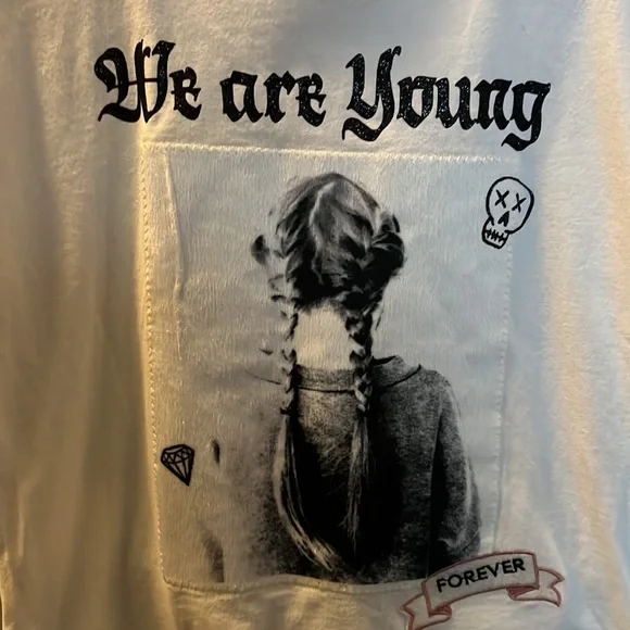 Zara Girls’ “We Are Young” White Long-Sleeved Top - Picture 2 of 3